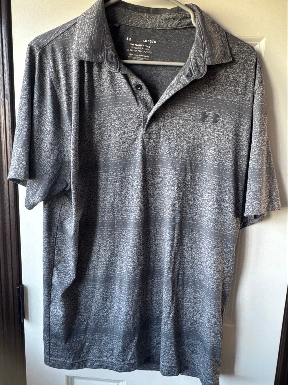 Under Armour The Playoff Polo Men's Large Gray Space Dye HeatGear Golf Shirt OBO